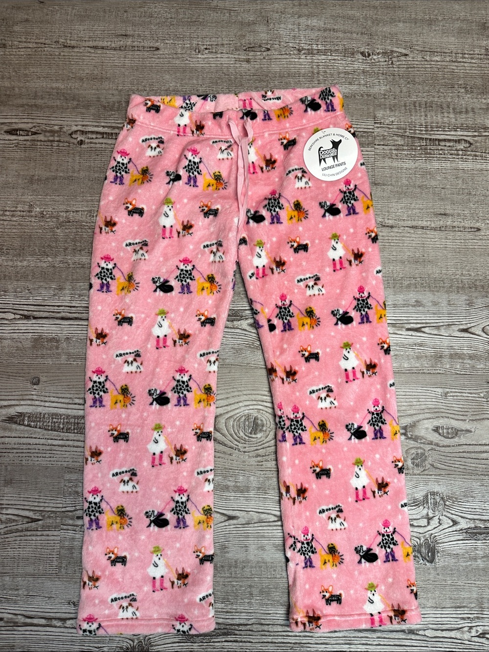 Cozy Pink Fleece Pajama Pants with Farm Animal Print